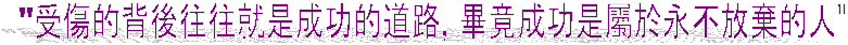 受傷的背後往往就是成功的道路,&nbsp;畢竟成功是屬於永不放棄的人
